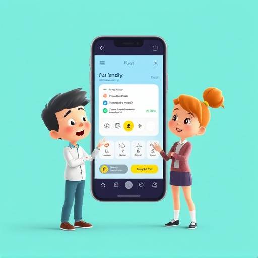 Video explicativo animado mostrando cómo funciona una aplicación móvil con gráficos y personajes animados.